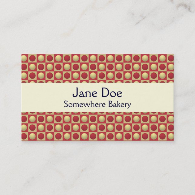 Buttons in Squares Red Business Card (Front)