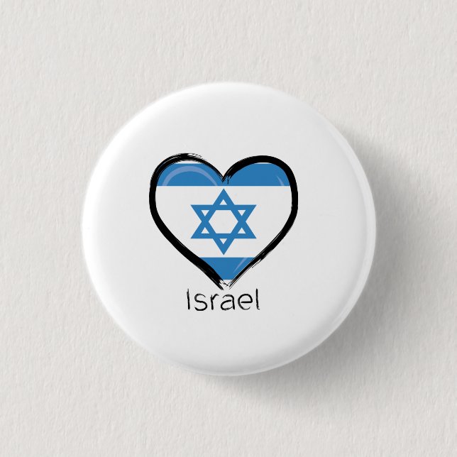 Buttons Israel Flag Heart Love (Front)