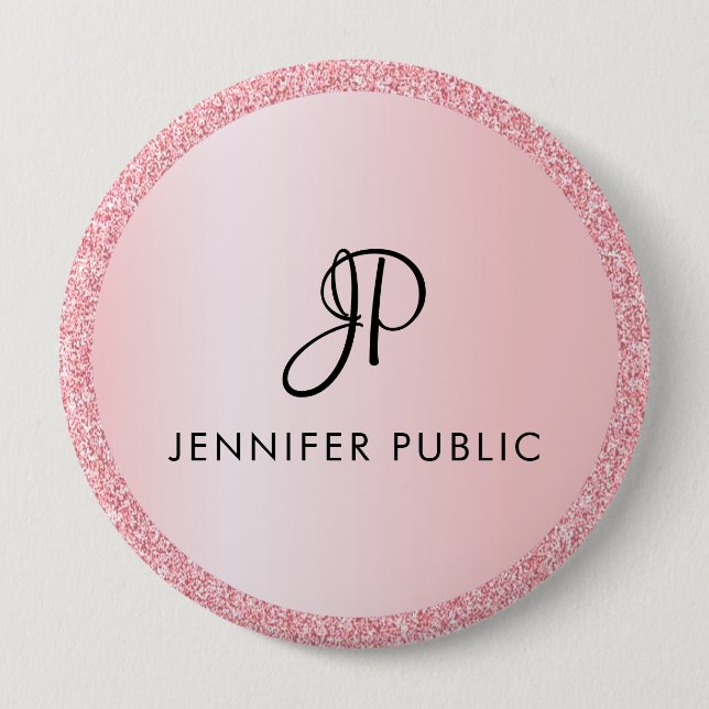 Buttons Personalized Monogram Template Rose Gold (Front)