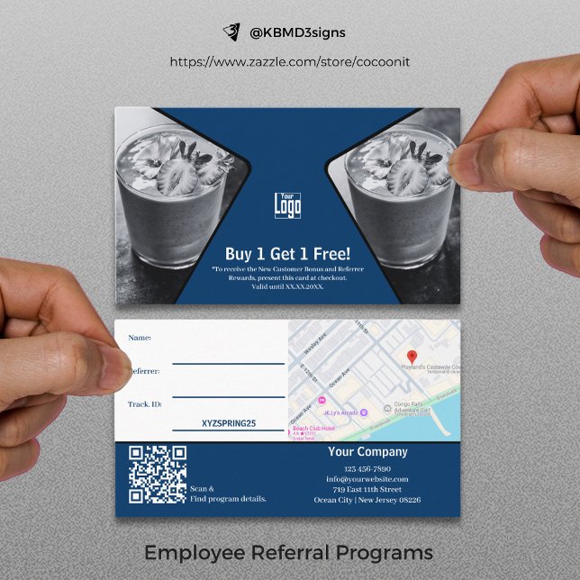 Buy 1 Get 1 Free Blue White Black Employee Reward Referral Card (Buy 1 Get 1 Free Blue White Black Employee Reward Referral Card)