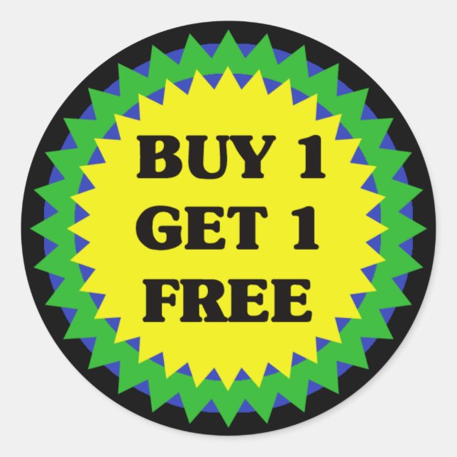 BUY 1 GET 1 FREE RETAIL SALE Sticker (Front)