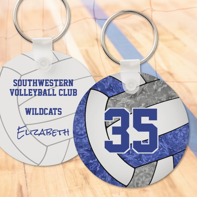 buy 1 or in bulk blue grey volleyball team colours keychain (Creator Uploaded)