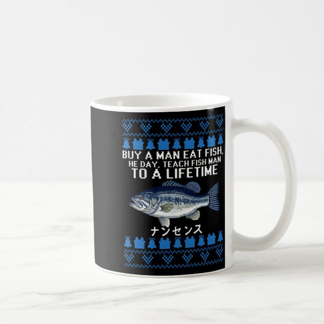 Buy A Man Eat Fish Funny Ugly Christmas Sweaters L Coffee Mug (Right)