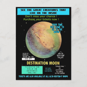 Buy a ticket to the Moon ! Space Travel  Postcard