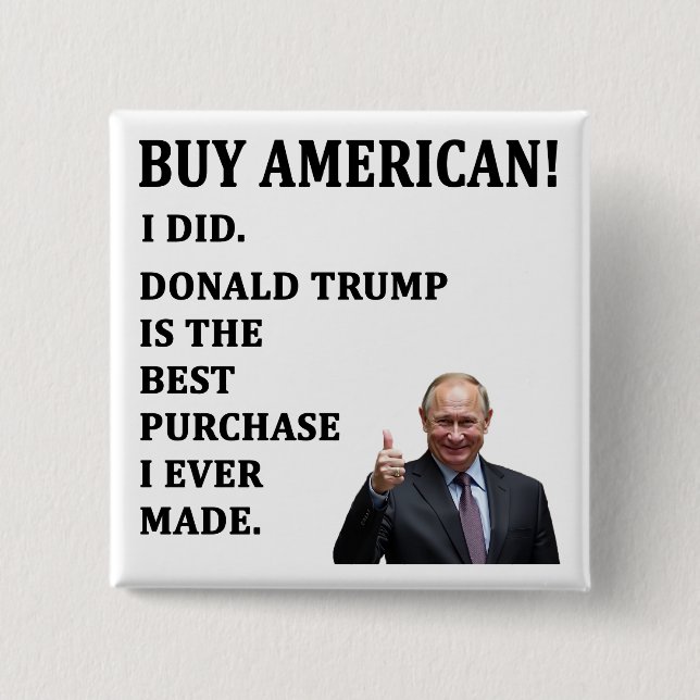 Buy American 2 Inch Square Button (Front)