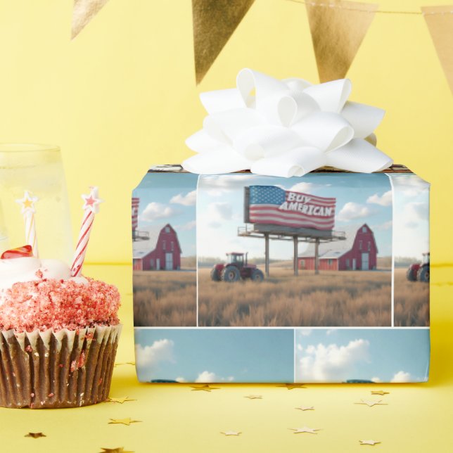 Buy American Billboard With Red Tractor and Barn Wrapping Paper (Birthday Party)