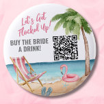 Buy Bride A Drink QR Code 2 Inch Round Button<br><div class="desc">Cute Beach Bachelorette Buy Bride A Drink QR Code button. Grab for your entire crew to wear out to the bars or clubs! A cool watercolor beach theme with shades of pink and teal, setting the vibe for a beach escape with the bride and her besties. From trips to Florida,...</div>