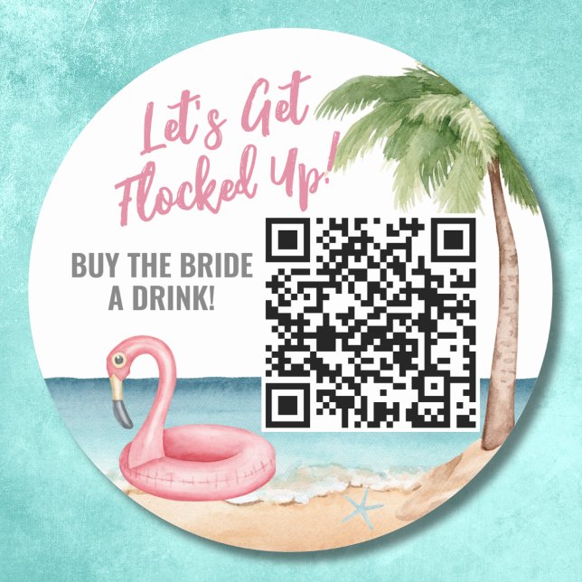 Buy Bride A Drink QR Code Bachelorette Classic Round Sticker (Bachelorette Buy Bride A Drink QR Code Classic Round Sticker)