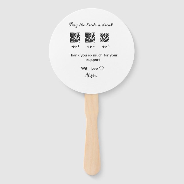buy bride a drink scan QR code thank youInvitation Hand Fan (Front)