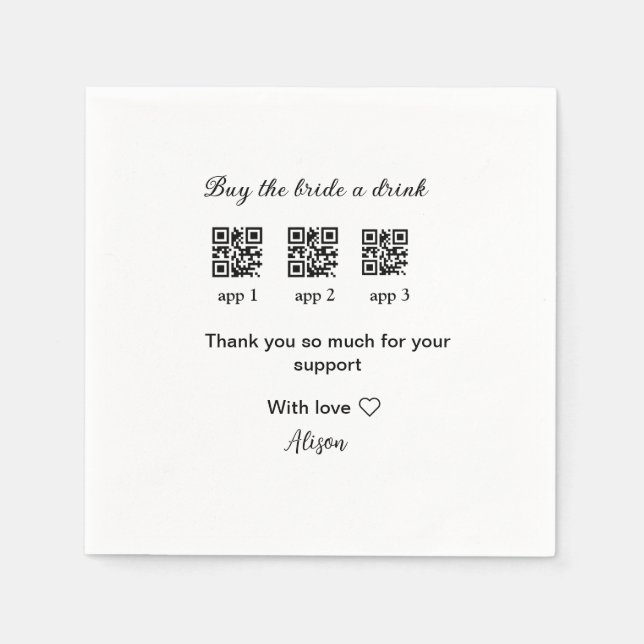 buy bride a drink scan QR code thank youInvitation Napkin (Front)
