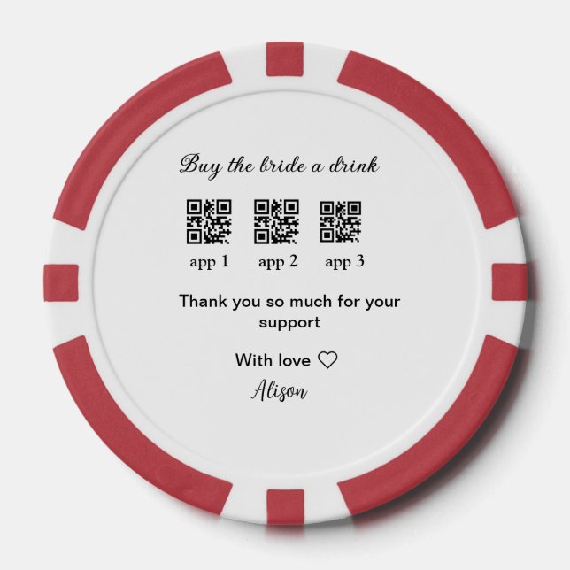 buy bride a drink scan QR code thank youInvitation Poker Chips (Front)
