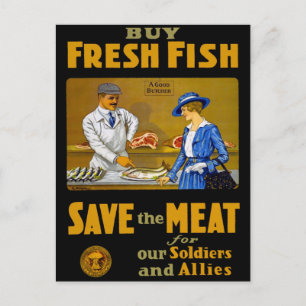 Buy Fresh Fish Retro Vintage WW1 Postcard