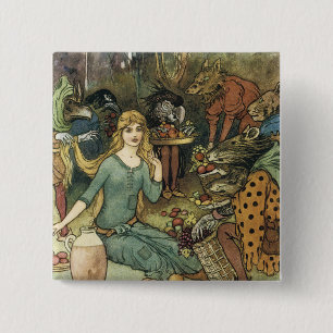 Buy From Us With a Golden Curl 2 Inch Square Button