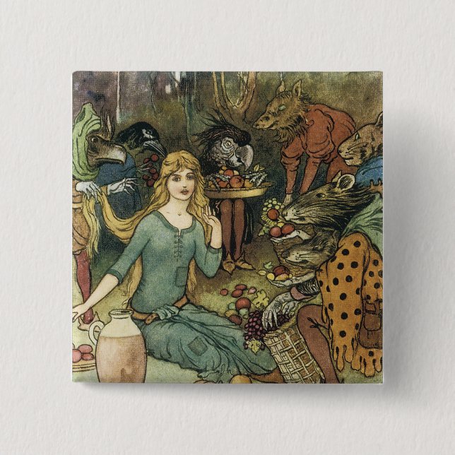 Buy From Us With a Golden Curl 2 Inch Square Button (Front)