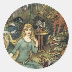 Buy From Us With a Golden Curl Classic Round Sticker