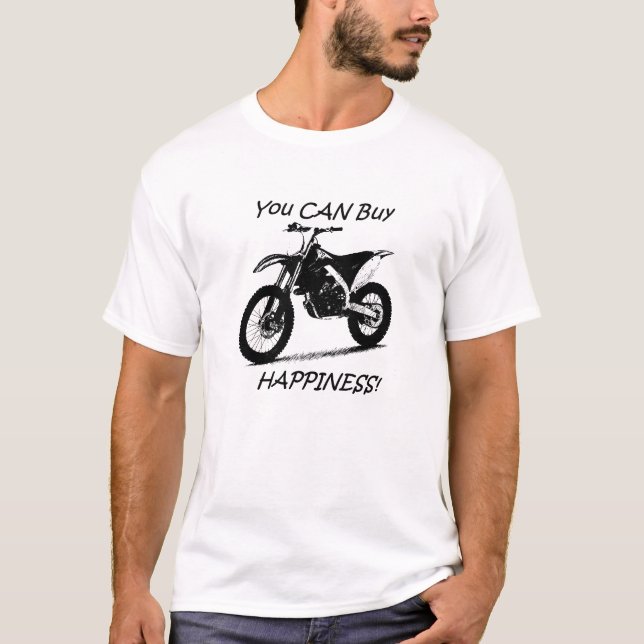 Buy Happiness - Black on White T-Shirt (Front)