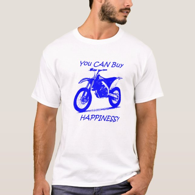 Buy Happiness - Blue on White T-Shirt (Front)