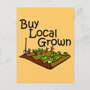 Buy Local Grown Produce black Postcard