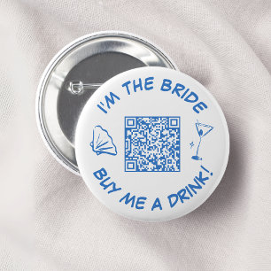 Buy Me A Drink Bride Bachelorette Party QR Code 2 Inch Round Button