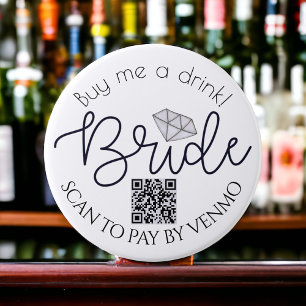 Buy Me A Drink Bride Bachelorette Party QR Code 3 Inch Round Button