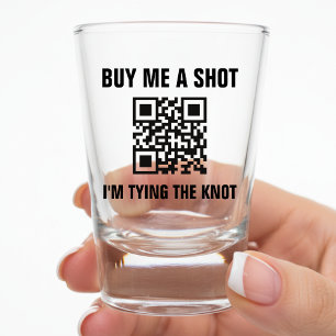 Buy Me a Shot QR Code Bachelorette Party Bride Glass