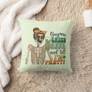 Buy Me Green Beer - Skeleton   St. Patrick's Day Throw Pillow