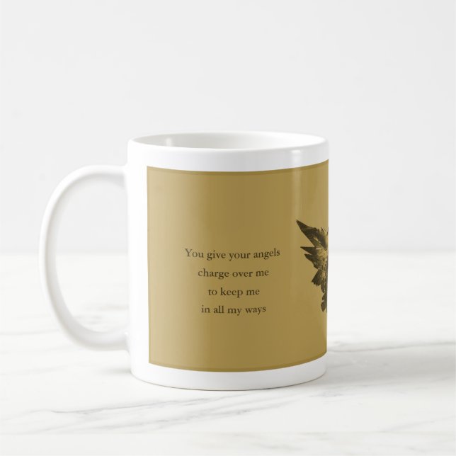 Buy Psalm 91 Gift, Gold Angel Coffee Mug (Left)