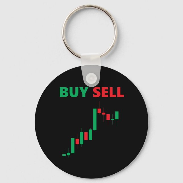 Buy Sell - Stock Forex Market Currency Trader Keychain (Front)