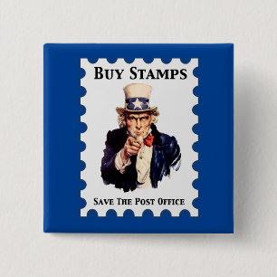 Buy Stamps Save The Post Office 2 Inch Square Button