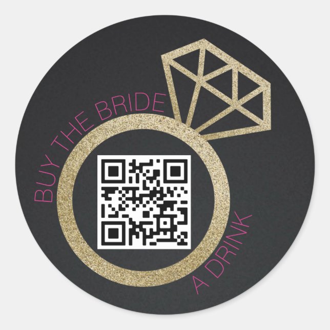 Buy the Bachelorette a Drink QR Code, Hens Party Classic Round Sticker (Front)