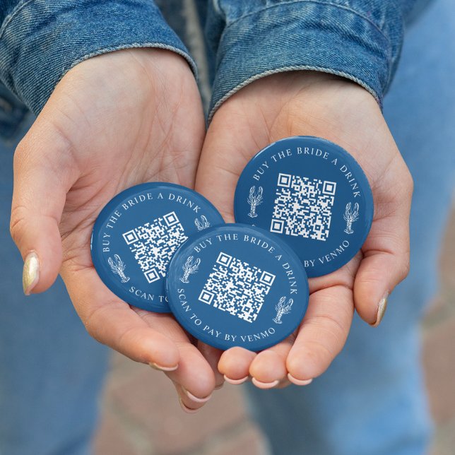 Buy the Bride a Drink Bachelorette Party QR Code 2 Inch Round Button (Creator Uploaded)