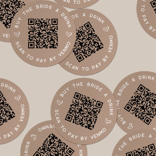 Buy the Bride a Drink Bachelorette Party QR Code Classic Round Sticker