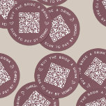 Buy the Bride a Drink Bachelorette Party QR Code Classic Round Sticker<br><div class="desc">Round up some free drinks for the bride at her bachelorette party or bachelorette weekend with these personalized QR code stickers in soft berry marsala. Design features two lines of custom text (shown with "buy the bride a drink" and "scan to pay by Venmo") in white lettering, with a customizable...</div>