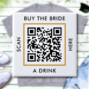 Buy The Bride A Drink Custom QR Code Bachelorette 2 Inch Square Button
