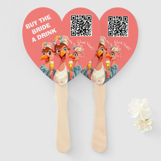 Buy the Bride a Drink- Customizable QR Code  Hand Fan