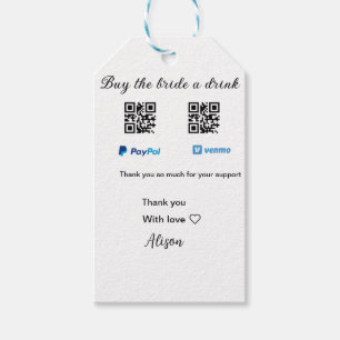 Buy the bride a drink donation QR Venmo PayPal Gift Tags
