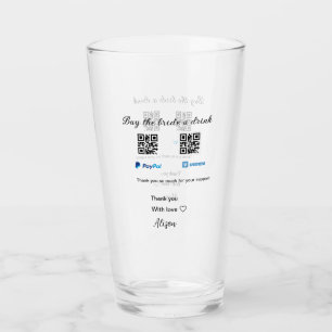 Buy the bride a drink donation QR Venmo PayPal Glass