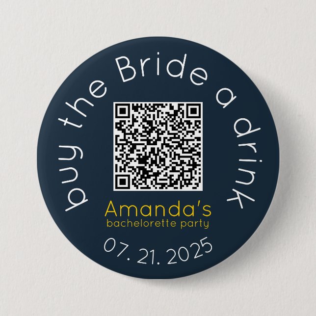 Buy the Bride a Drink QR Code Button (Front)