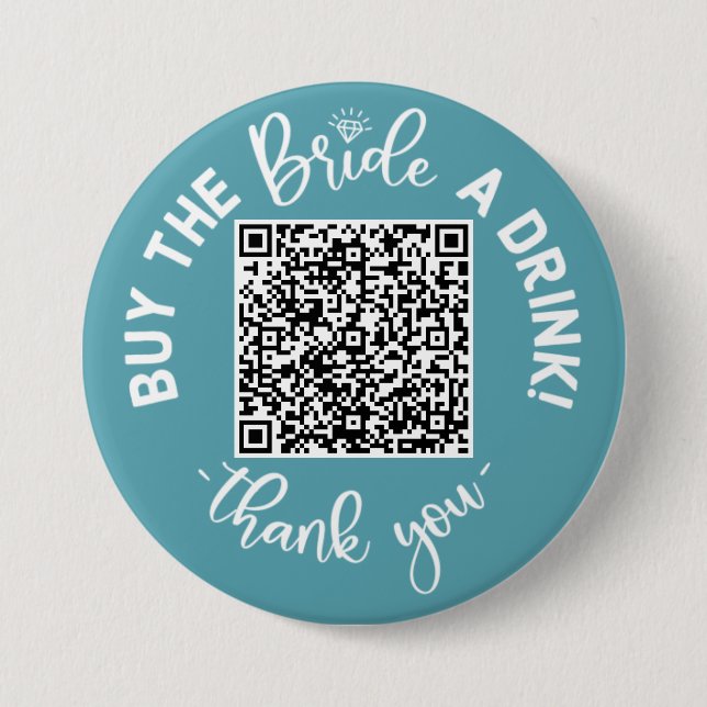 Buy The Bride A Drink QR Code Pink Bachelor Button (Front)