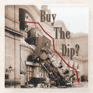 Buy The Dip Stock Market Humour Glass Coaster