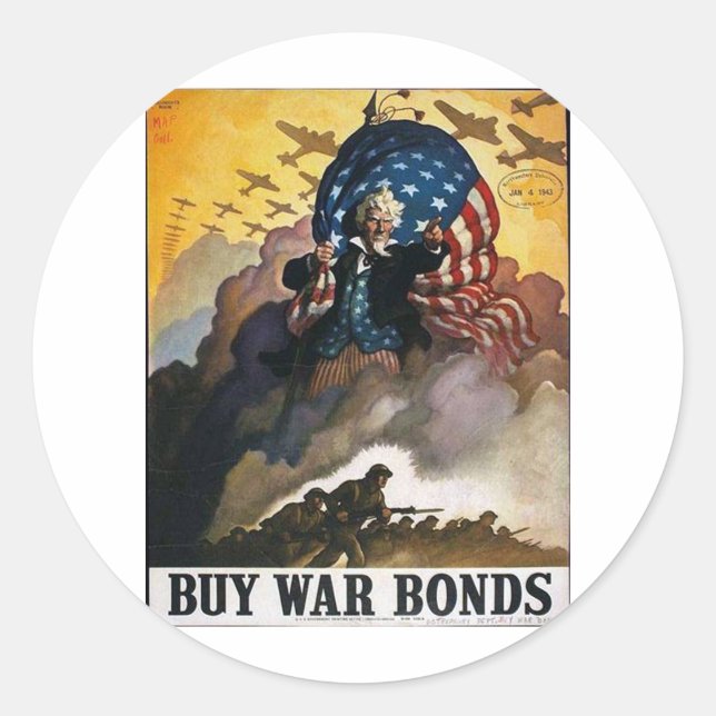 Buy War Bonds! Classic Round Sticker (Front)