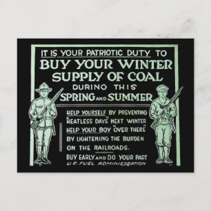 Buy Your Winter Supply of Coal Vintage - WWI Postcard