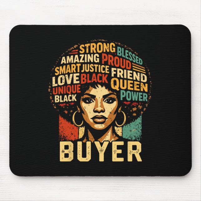 Buyer Black History Month Powerful Black Pride Art Mouse Pad (Front)