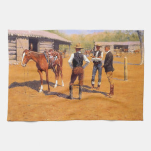 Buying Polo Ponies in the American Old West Kitchen Towel