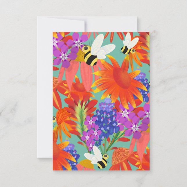 Buzz Among Blooms-Mint Meadow Thank You Card (Front)
