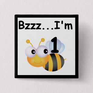 Buzz Bumblebee 1st Birthday T-shirts and Gifts 2 Inch Square Button