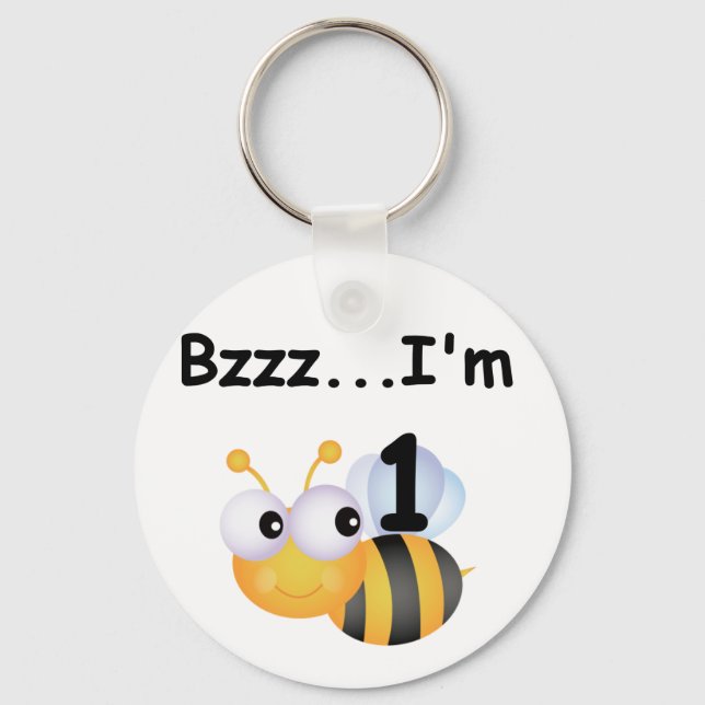Buzz Bumblebee 1st Birthday T-shirts and Gifts Keychain (Front)