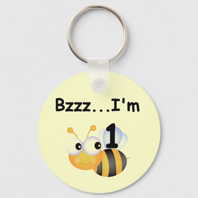Buzz Bumblebee 1st Birthday T-shirts and Gifts Keychain (Front)