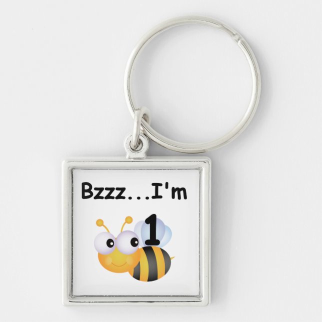 Buzz Bumblebee 1st Birthday T-shirts and Gifts Keychain (Front)
