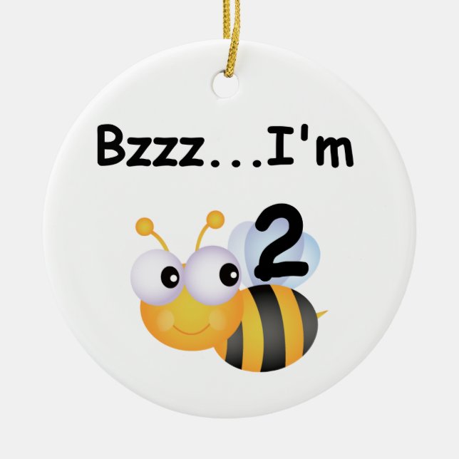 Buzz Bumblebee 2nd Birthday T-shirts and Gifts Ceramic Ornament (Front)